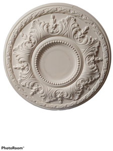 Bespoke Ceiling Rose Victorian Floral Leaf 460 mm / 18" (155mm center) Hand Made Plasterware